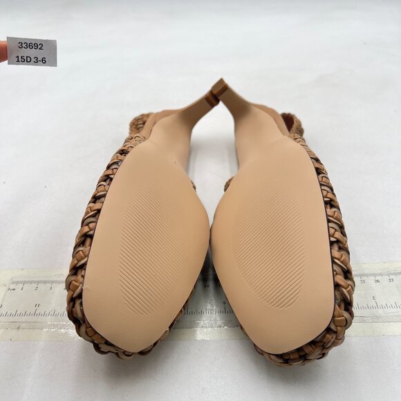 Wo Wagas Brown Slingback Strap Square Toe Pump Slip On Low Kitten Heels Sandals - Picture 7 of 8